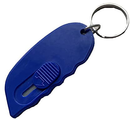 1 Stück Mini Cuttermesser, Mini Sicherheitsklinge Box Öffner, Sicherheits-Cuttermesser Kartonöffner Schlüsselanhänger Brieföffner (Blau)