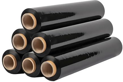 G4GADGET 2 Rolls Black Pallet Wrap (400mm x 150m) | Industrial Strength Stretch Film | Waterproof, Tear Resistant Shrink Wrap for Packaging, Moving & Storage