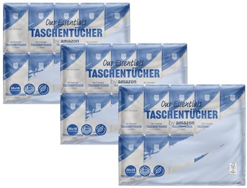 by Amazon Taschentücher 4-lagig, 30x10 Taschentücher (Packung mit 3)