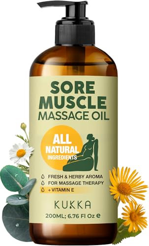 Kukka Muskelkater Massageöl [100% NATURREIN] Für Massagetherapie, Körperentspannung bei Schmerzen für Frauen und Männer, Spa - Qualität (200ml)