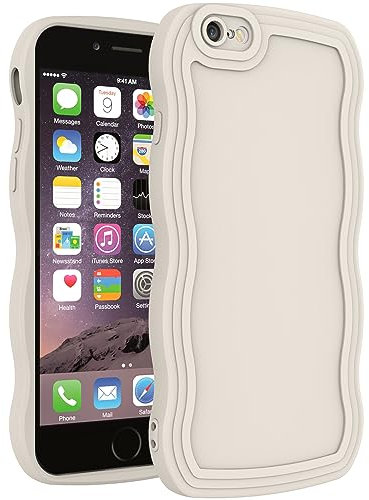 WOGROO Case for iPhone 6 Plus/iPhone 6s Plus Case,Wave Curly Frame Design,Soft Flexible TPU,Cute Wavy Solid Color Aesthetic Flashion Phone Case Shockproof Protective Case Cover 5.5 - Creamy White