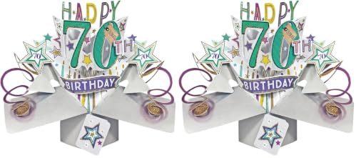 Happy 70th Birthday Pop-Up Greeting Card Original Second Nature 3D Pop Up Cards (Pack of 2)