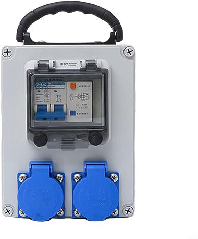 LVYXON Construction Power Distributor, Wall Outdoor Waterproof Switch Socket Box Portable Small Electric Box Construction Site Industrial Three-level Distribution Box (Five-hole Socket) 10 A 250 V 2P