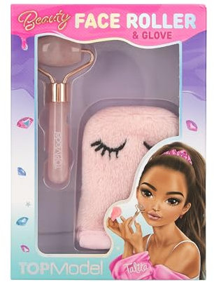 Depesche 12693 TOPModel - Gesichtsroller Set Beauty and Me, mit Rosenquarz-Roller und weichem Wasch-Handschuh in Rosa