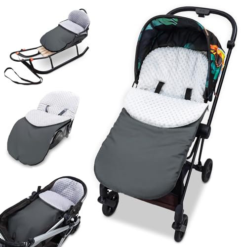 Fußsack Kinderwagen Winter Basic: 90x45 cm Fusssack Baby Buggy Wintersack Winterfußsack Babywagen Minky Dunkelgrau