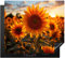KitchenYeah© Herdabdeckplatte Einteilig Ceranfeld Abdeckplatte Küche Deko Ceranfeldabdeckung Herdabdeckung Induktionsmatte Sonnenblume - Sonnenuntergang - Blumen - Natur - Gelb - 60x52 cm