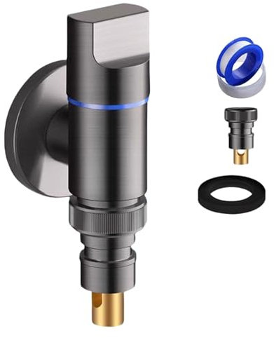 Gralara Grifo de Lavadora con de Cierre Automático Eficiente, Gris, Individual