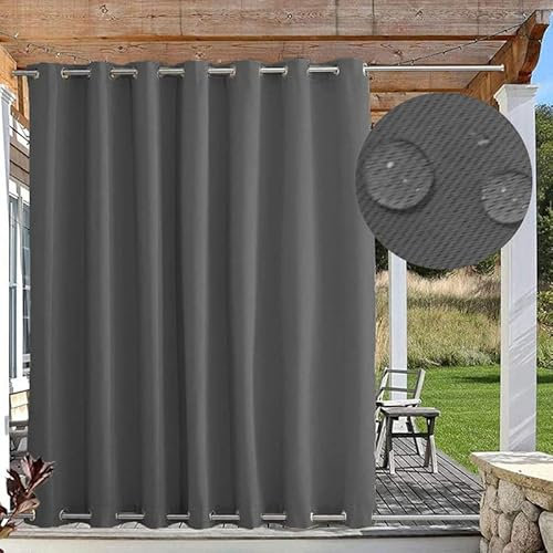 FicaRico Outdoor Vorhänge Sonnenschutz, Outdoor Vorhang Wetterfest mit Ösen Oben und Unten, Outdoor Gardinen Wasserdicht Windschutz Blickdicht für Pavillon, 1 Stück, Dunkelgrau, B135xH132cm