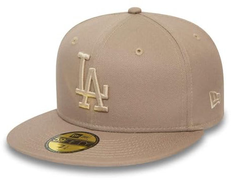 New Era 59Fifty League Ess LA Dodgers Cap Basecap Baseballcap Flat Brim Fitted MLB Los Angeles (7 1/4 (57,7 cm) - camel)
