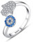 Mode Unregelmäßige Palme Runde Saphir Volldiamant Paar Ring Für Frauen Original Sterling Silber Geschenk Schmuck