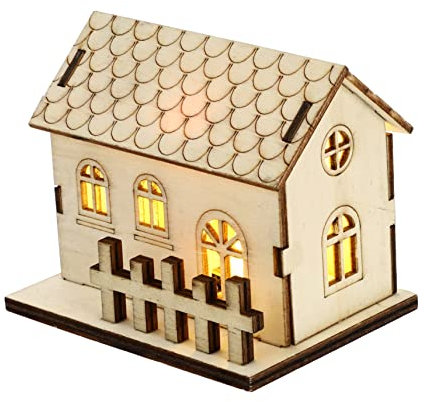 ABOOFAN 3 Stück Weihnachtsleuchten Blockhaus Weihnachtshaus Weihnachtliches Deko Weihnachtsparty Ornament Mini Ornament Holzhaus Dekoration Mini Weihnachtshaus