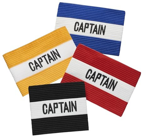MC-Trend 4er Set Fußball Kapitänsbinde: Hochwertige und elastische Spielführer-Armbinde für alle Altersklassen – Perfekte Wahl für Ihren Team-Kapitän Captain (1, 4 Farben Mix)