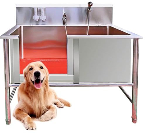 Baignoire de toilettage professionnelle en acier inoxydable pour animaux de compagnie, station de lavage pour chiens, baignoire de toilettage pour chiens de petite et moyenne taille