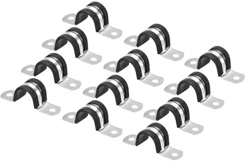 Unifizz 12Pcs 18mm(3/4) Cable Clamp, Rubber Cushioned Insulated Clamp 304 Stainless Steel U Shape Bracket Metal Hose Clamp Tube Holder for Pipe Wire Tube