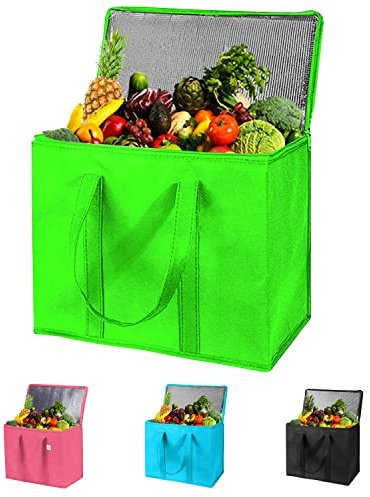 16L Large Cool Box - Insulated Food Delivery Cooler for Uber Eats, Thermal Bag for Hot & Frozen Food, Picnic & Grocery Delivery, Freezer Shopping Bag (30x18x30cm 16L Green)