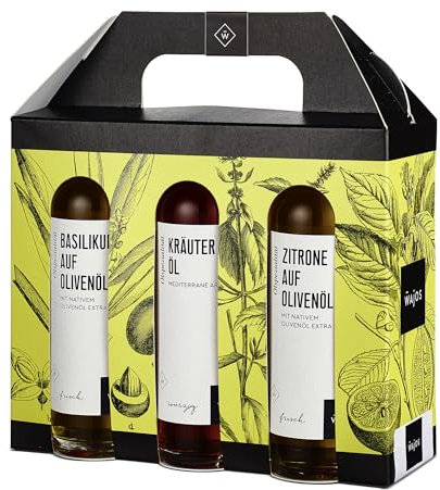 Wajos Geschenkset Essig Öl, 6 x 40ml: Essig Öl Set als Geschenk für Männer und Frauen, Feinkost Geschenkset für die Küche