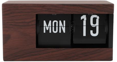 Pyhodi Kalender-Flip-Uhr, Minimalistische Design-Tischuhr mit Intelligenter Ewiger Kalenderfunktion, Geeignet für Heimdekoration und Schreibtischplatzierung, Batteriebetriebene