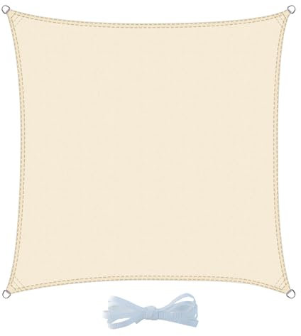 COOL AREA Sonnensegel Wasserdicht 2.5x2.5m Rechteckig Sonnenschutz 95% UV Schutz Wasserabweisend Segel PES für Garten Balkon Terrasse-Helles Khaki