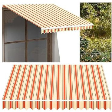 OBUWYCSSA Einziehbarer Wohnmobil-Markisen-Schattenstoff, Ersatz, wasserdicht, für Camping, Garten, Überdachung, anpassbares Polyestermaterial, 6 x 2 m