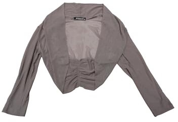 Allegra K Women's Semi Sheer Elegan Long Sleeves Bolero Shrug Tops Light Grey M