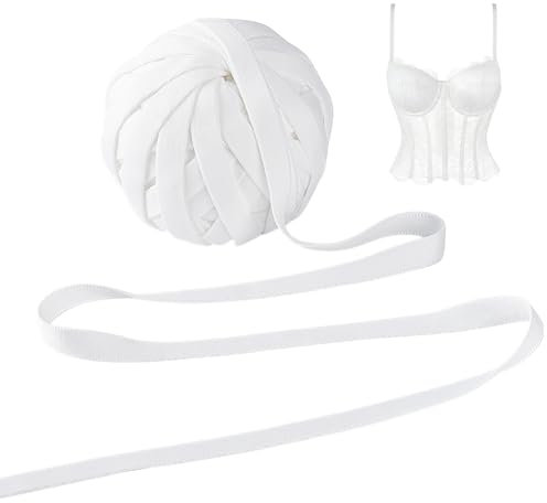 PH PandaHall 20m Bügel Korsett Stäbchen Gurtband Stoffbezogen Korsett Stäbchen Hohlband Zum Nähen Handarbeiten 3/8 breit Weiß