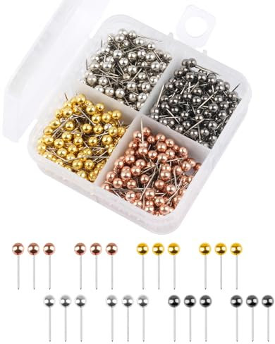 600 Stück Rundkopfnadeln Set, 4 Farben Bunt Map Pins, Karte Nagel Pinnadeln, Rundkopf Stecknadeln mit Aufbewahrungsbox,Landkarte Pinnadeln, für Map Pin-Nadeln, Cork Board, DIY