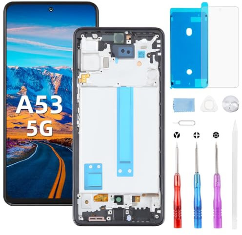 Beefix Display für Samsung Galaxy A53 5G A536: 6.5'' Bildschirm LCD für Galaxy SM-A536B SM-A536U Touchscreen Ersatzteile mit Werkzeug +Rahmen