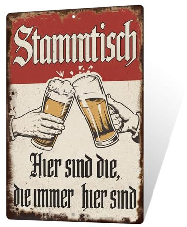 Putuo Decor Stammtisch Schild – Hier sind die, die immer hier sind – Vintage Blechschild für Bars & Stammtische