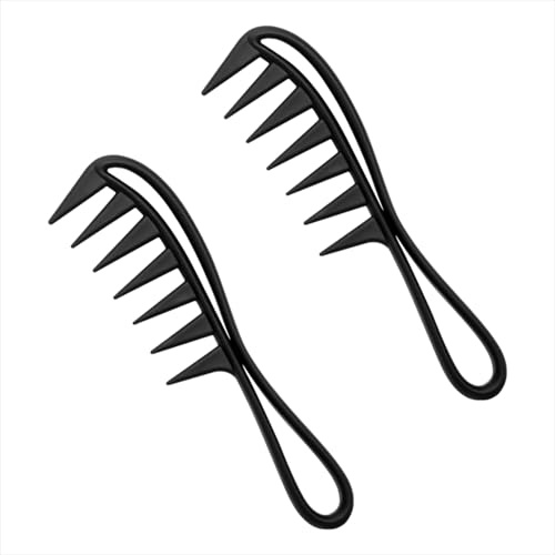 2 Stück Lockenkamm Strähnenkamm, Hai Zahnkamm, Breite Zahnkämme,Antistatisch Kamm für für Home Salon Friseurkamm, für Verschiedenen Arten Von Haaren Haarkamm(Schwarz)