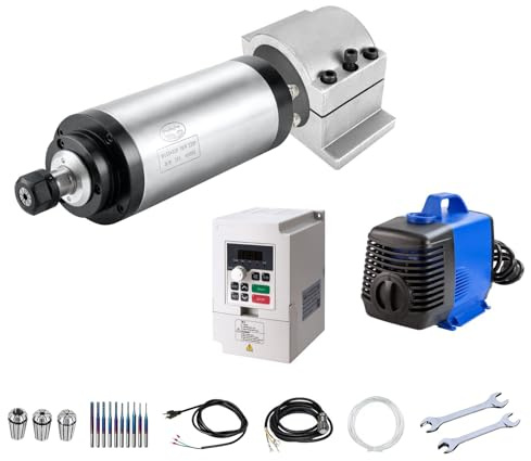 Kit de moteur broche CNC, 220 V, 3 kW, 100 mm, moteur à broche refroidi à l'eau, moteur CNC + 220 V 3,7 kW VFD+Clamp Mount + pompe à eau + tuyau d'eau + kit de collet ER20