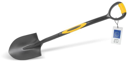 blizz-z Titan-Spatenschaufel mit Fiberglasstiel (D-Griff) in Profiqualität | Stiellänge: ca. 0,79 m - titangehärtet - Gartenspaten, Bauspaten, titangehärtet, vormontiert - Made in EU
