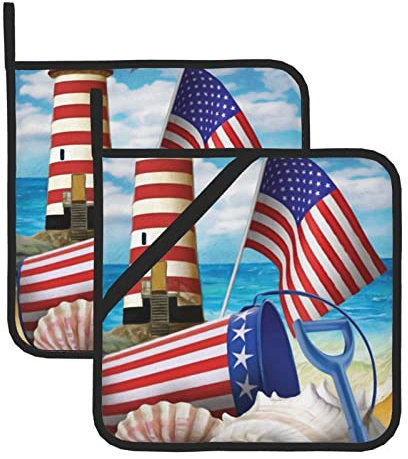 Ofen-Pads, hitzebeständig, Topflappen für Küche, Kochen, Backen, Grillen – Sea to Shining Sea Patriotic, 2 Stück
