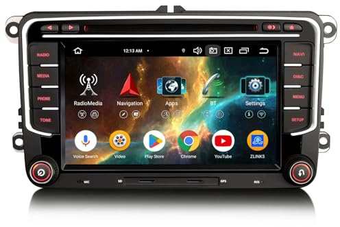 Erisin 8 Kern 4GB+64GB Android 16 Autoradio mit Bluetooth 5.0 Für VW Caddy Amarok Polo Crafter T6 Skoda Yeti GPS Navigation Unterstützt Drahtloses CarPlay Android Auto WiFi 4G USB DSP DAB+ FM Radar CD