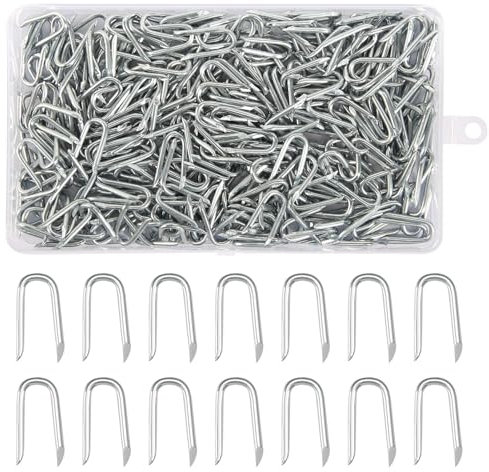 300 Pezzi Chiodi a U Zincati 24mm Chiodo per Recinzione Chiodi a Forma di U Graffette per Recinzione Chiodi di Fissaggio per Reti Chiodi di Tipo U per Fissaggio di Recinzioni Filo di Pollo