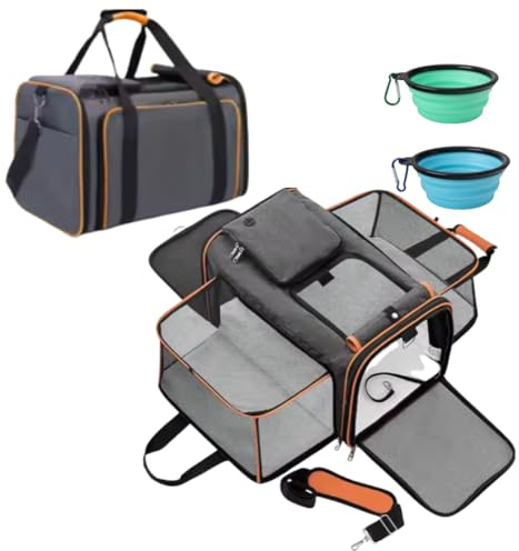 Pet's Hub Place, Transportbox für kleine Hunde, Tasche, Maximales Gewicht 7 kg, faltbar, 31 x 31 x 48 cm, erweiterbar um 75 cm, wasserdicht, innen gepolstert, Verwendung im Innen- und Außenbereich