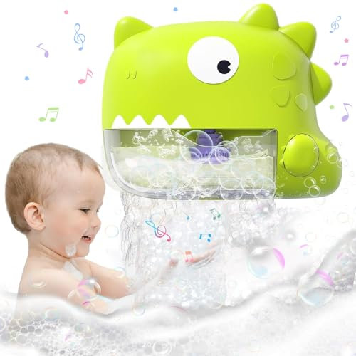 Badewannenspielzeug ab 1 2 3 4 Jahre, Badespielzeug Baby, Dinosaurier Schaummaschine Badewanne mit Musik, Dinosaurier Seifenblasenmaschine, Wasserspielzeug Kinder ab 0 1 2 3 4 + Jahre (Green)