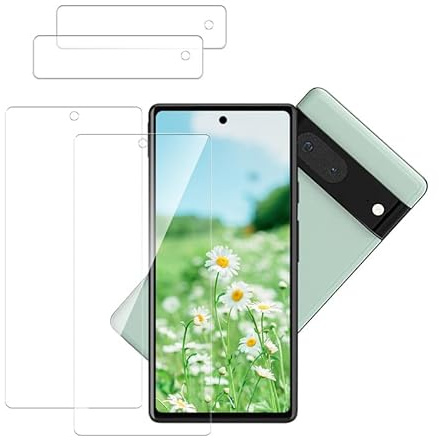 Banuyaw für Panzerglas Google Pixel 6a, für Schutzfolie Pixel 6a 5G Folie Schutzglas, 2+2 Stück Kameraschutz 9H Härte Anti-Kratzer Displayschutz Sensible Berührung Panzerfolie