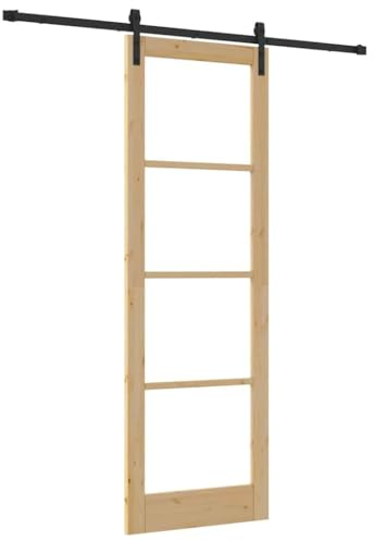 Porte coulissante avec kit de quincaillerie ORKDAL en bois massif et verre, Porte intérieure avec verre ORKDAL 78x232x4 cm en b