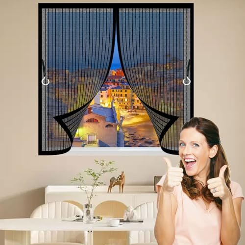 Moustiquaire Porte Coulissante 42 x 73 cm Joint Magnétique de Haut en Bas Rideau Anti Moustique Sans Perçage, avec Bande Magique pour Chambre Salon Cuisine, Noir