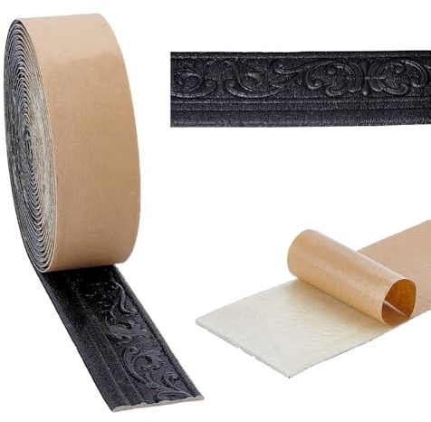 NBEADS 10M Peel and Stick Self Adhesive Foam Trim, 7.8cm Wide 3D Decorative Wallpaper Border Wall Edging Foam Wall Baseboard Trim for Hotel Home DIY Decoration, Black with White Stripes