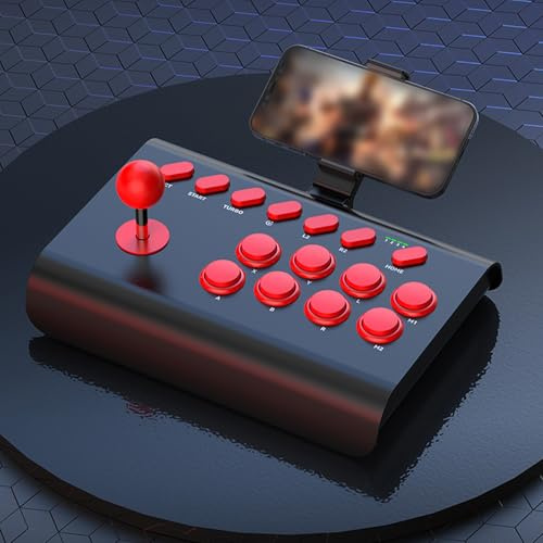Diyeeni Joystick de Lucha Inalámbrico Bluetooth, Controlador de Juego de Lucha de Arcades Clásicos Universales, Compatible con Turbo y Macro, Compatible con Wins, SteamDeck, NeoGeo (BLACK)