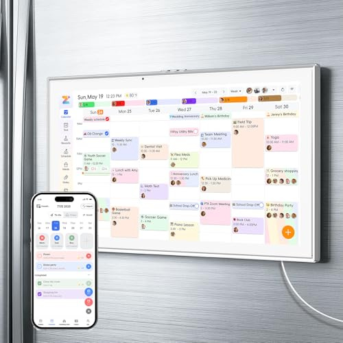 HOOCEN 15.6 Inch Smart Digital Calendar with FREE APP for Fridge & Wall Touch Screen, Magnetic Refrigerator Mount, Electronic Planner for Office Desk, Auto Sync Schedules, Family Chore Chart, White