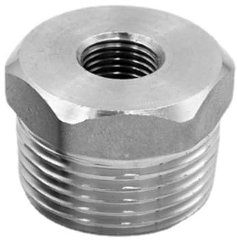 Réducteur de tuyau Adaptateurs de tuyau en fonte réducteurs haute pression, 1/8 1/4 3/8 1/2 NPT femelle à mâle adaptateur réducteur douille hexagonale raccord SS304(3/8 Inch*1/2 Inch)