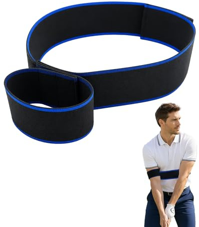 JTENGYAO Slider Golf Training Aid Adjustable Golf Swing Trainer Band | Sliding Arm Connection Aid for Swing Tempo and Arm Alignment, Motion Correction Golf Practice Belt, Lock Blue Edge Style