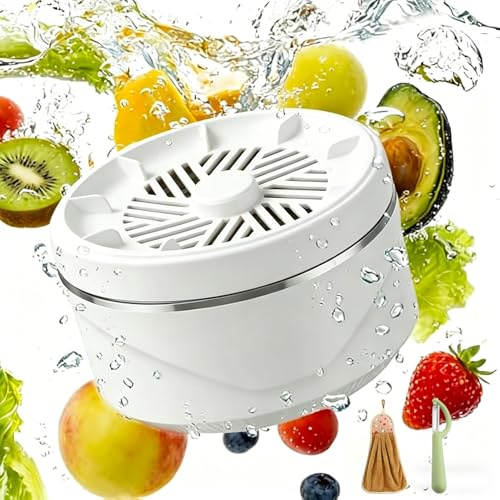 Fruit and Vegetable Washing Machine, Portable 4-Level Adjustment Fruit Produce Cleaner Device with Deep Cleaning Technology, Long Battery Life Fruit and Vegetable Washer for Home Kitchen (white,1)