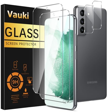 Vauki Verre Trempé pour Samsung Galaxy S22 5G Protection D'écran Film avec Caméra Arrière Protecteur,Dureté 9H Vitre écran,Anti Rayures Sans Bulless HD Transparent Haute Sensibilité,[2+2Pièces]