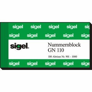 Sigel 10 x Nummernblock 105x50mm 1-1000 VE=10x100 Blatt farbig Sortiert
