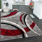 Paco Home Teppich Kurzflor Konturenschnitt Muster Gestreift Grau Schwarz Rot Meliert, Grösse:120x170 cm