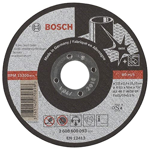 Bosch PRO Stainless Steel Trennscheibe, 115 x 2 x 22,23 mm | für Edelstahl, Ø 115 mm, Professional Zubehör Kleiner Winkelschleifer