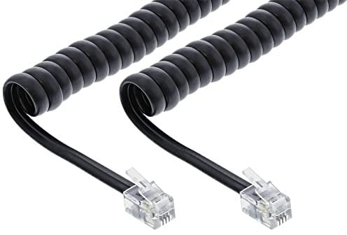 InLine Spiralkabel, RJ10 St/St, max. 4m schwarz, 1:1 belegt